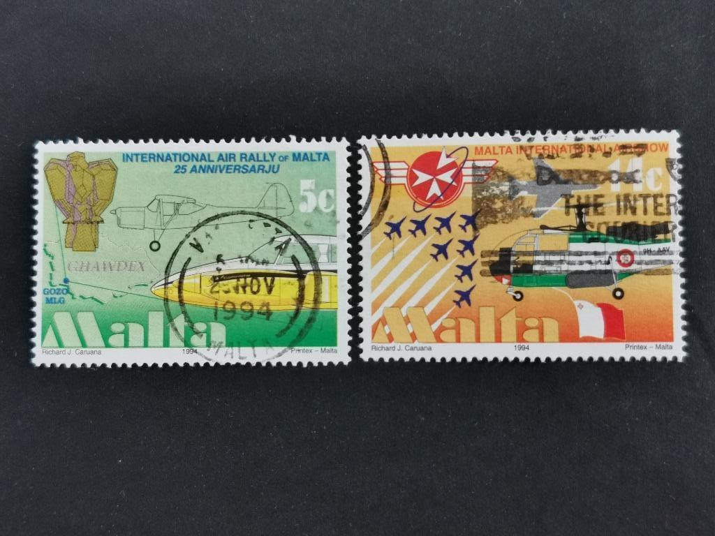 Malta 1994 - luchtvaart - vliegtuig, helicopter, straaljager, Ophalen of Verzenden, Malta, Gestempeld