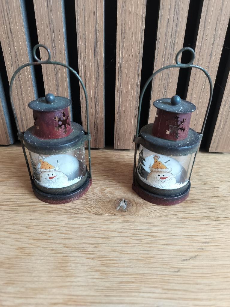 Twee Sneeuwman Theelichthouders, Ophalen, Gebruikt
