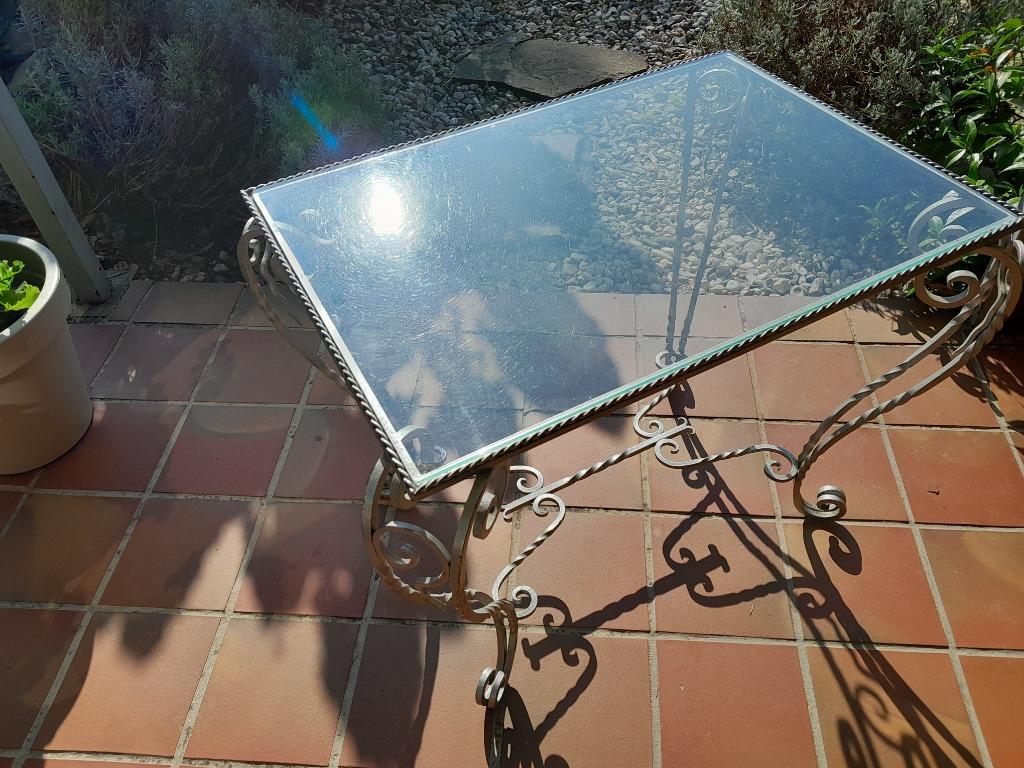 TABLE SALON EN FER, Verre, 50 à 100 cm, Enlèvement, Utilisé
