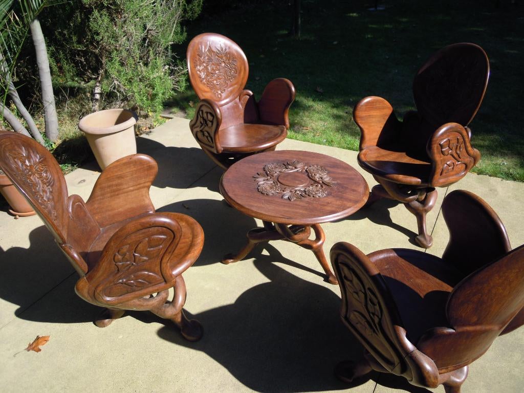 Afrikaans stoelenset - 4 stoelen + tafel, Ophalen