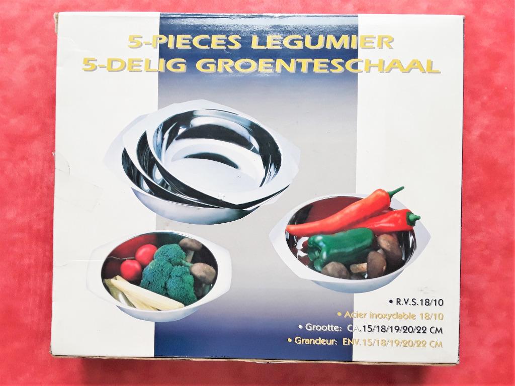 Set van 5 groenteschotels roestvrij staal - NOOIT GEBRUIKT, Huis en Inrichting, Ophalen, Nieuw