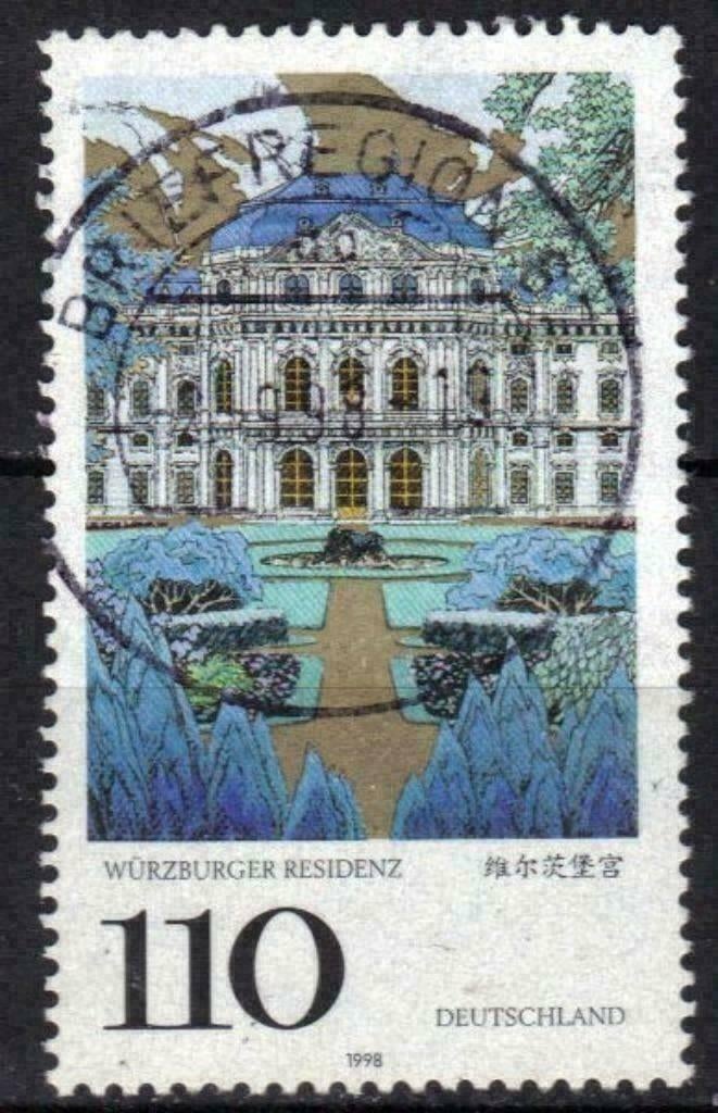 Allemagne 1998 - Yvert 1839 - Résidence de Wurtzbourg (ST), Enlèvement ou Envoi, Affranchi