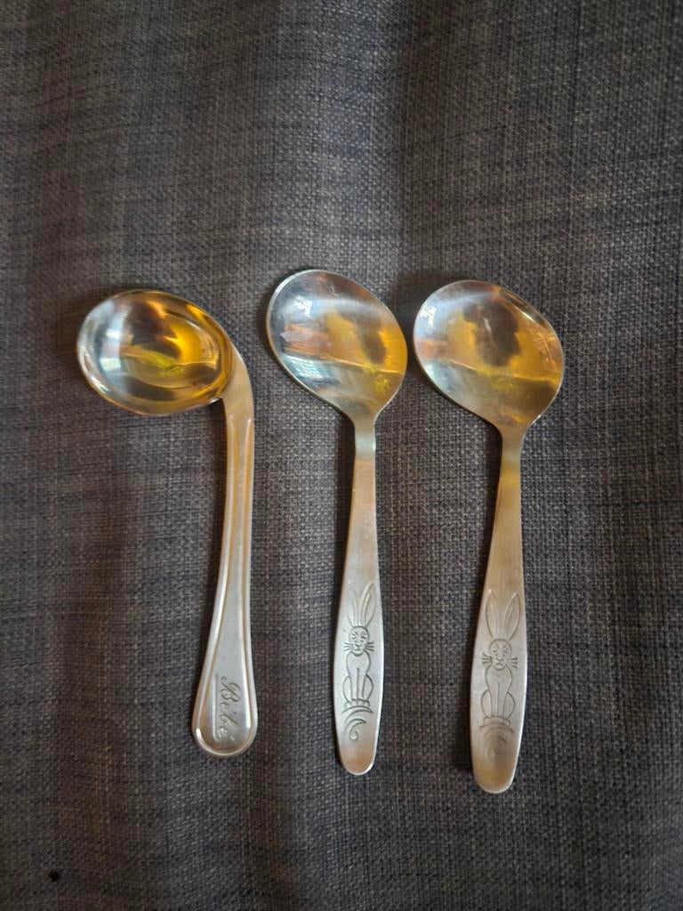 3 retro baby voedingslepeltjes, Ophalen of Verzenden