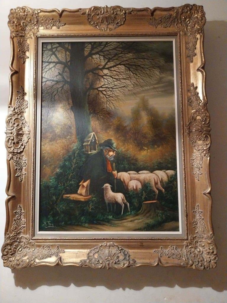 Prachtig Grote Antiek Nederlandse olieverfschilderij .+-1880, Ophalen