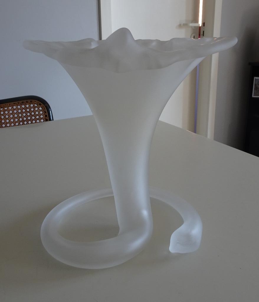 Vase corolle Vintage, Enlèvement ou Envoi, Utilisé, Blanc, Verre