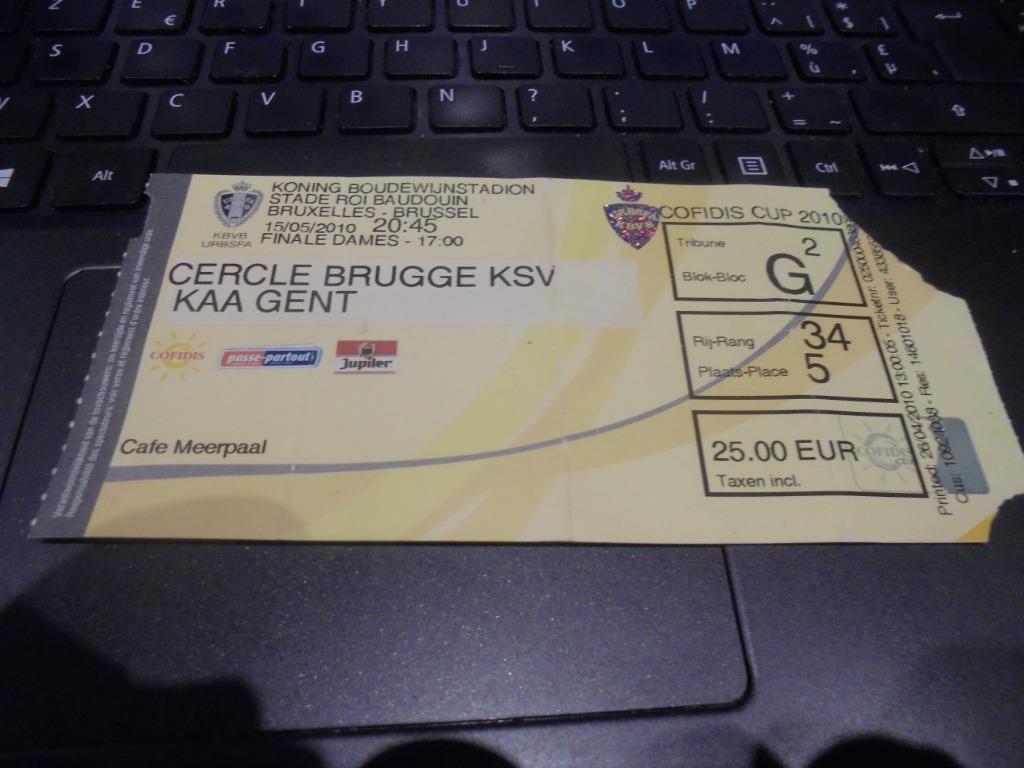 ticket cercle brugge - KAA Gent, Ophalen of Verzenden, Gebruikt, Poster, Plaatje of Sticker
