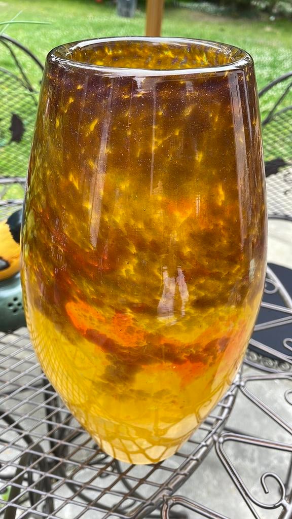 Authentique vase Muller Freres avec signature, Enlèvement, Comme neuf, Verre