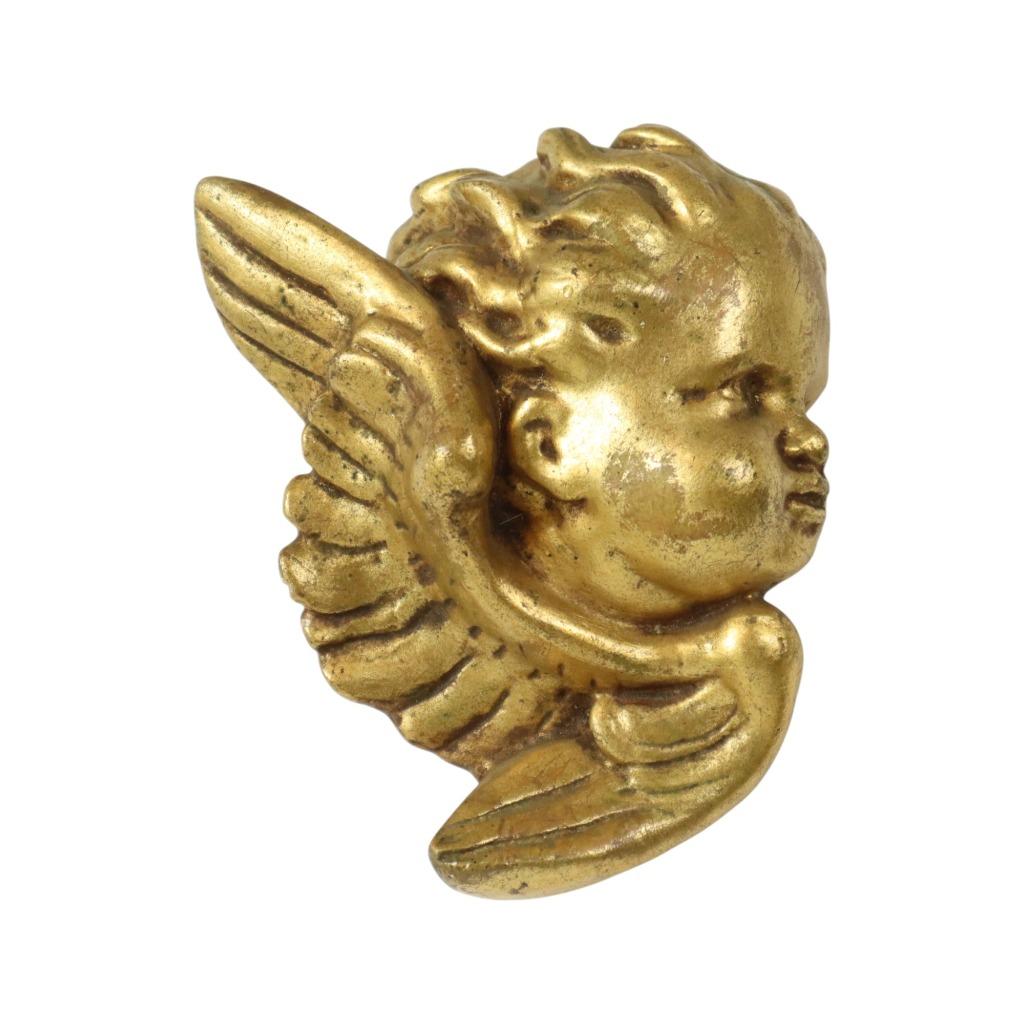 Engel Cherubijn Kopje Verguld Gips Gouden Muurdecoratie 17cm, Verzamelen, Ophalen of Verzenden, Gebruikt, Religie