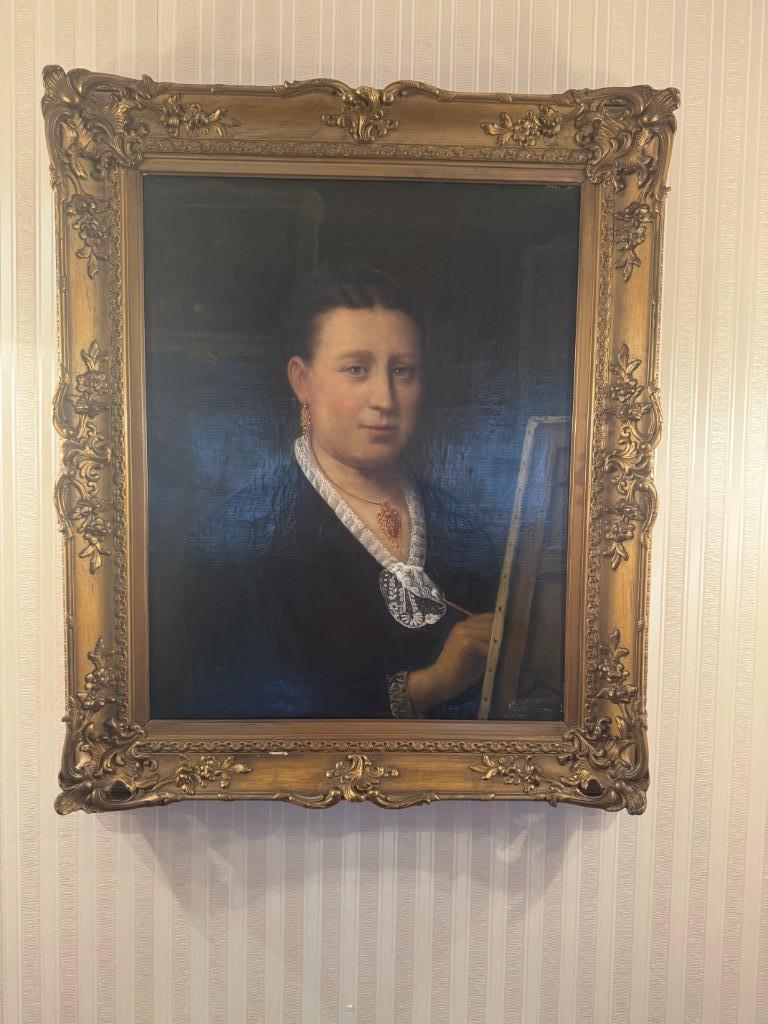 Portret van een dame die schildert., Antiquités & Art, Art | Peinture | Classique, Enlèvement