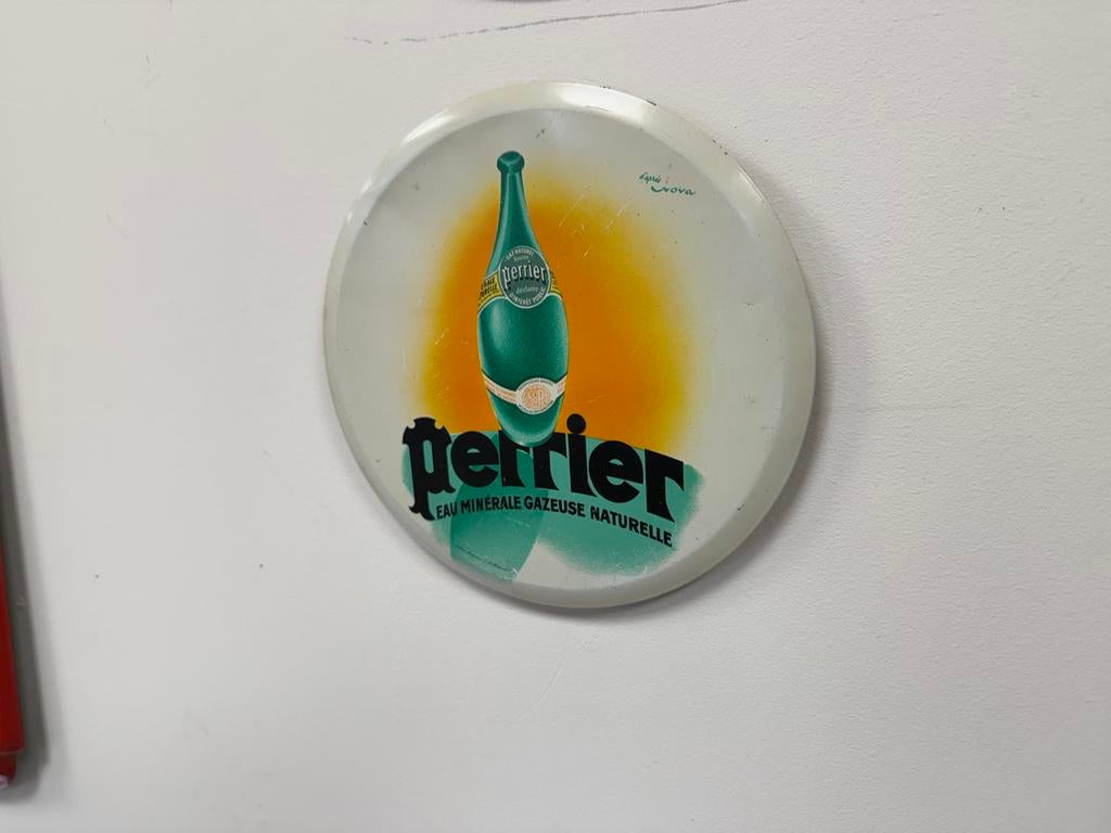 Ancien panneau publicitaire Perrier, Collections, Enlèvement ou Envoi, Utilisé, Panneau publicitaire
