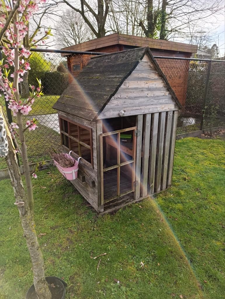 Houten speelhuisje 2 tot 8 jaar, Kinderen en Baby's, Speelgoed | Buiten | Speelhuisjes, Ophalen, Gebruikt, Hout