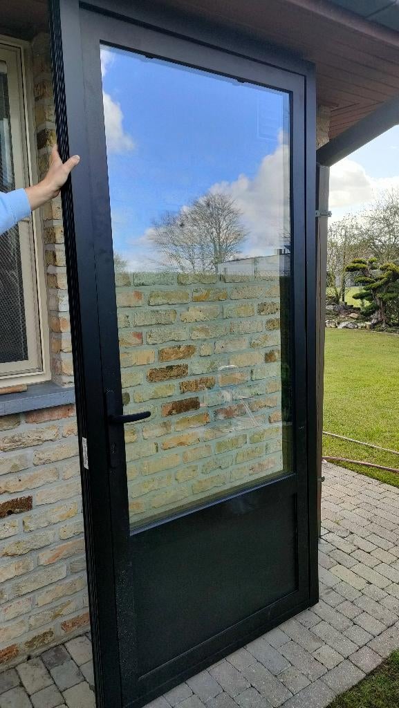 zwarte aluminium deur ral 9005, 215 cm of meer, Nieuw, Glas, Ophalen