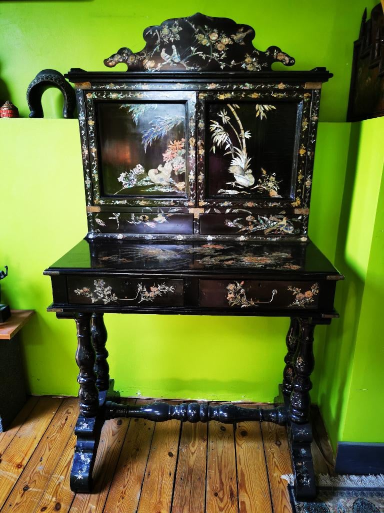 cabinet chinois laqué noir, Antiquités & Art, Antiquités | Meubles | Armoires, Enlèvement