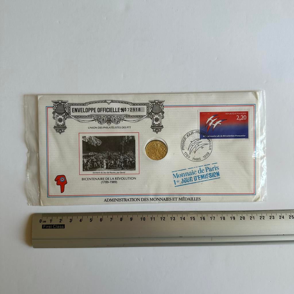 Folon : illustration originale pour timbre et médaille 1989, Timbres & Monnaies, Lettres & Enveloppes | Étranger, Envoi, Enveloppe