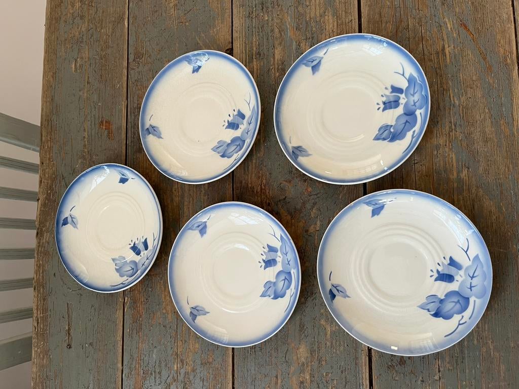 ANTIEKE JAREN 30 BORDEN BORDJES BLAUW BLOEM MOTIEF, Enlèvement ou Envoi