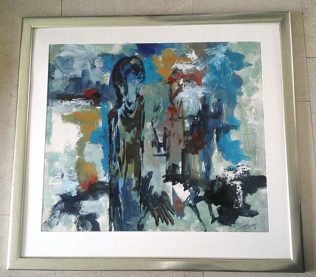 Figuur en figuren in abstract '87 - Jelle Hoogstra 1924-2003, Antiek en Kunst, Ophalen