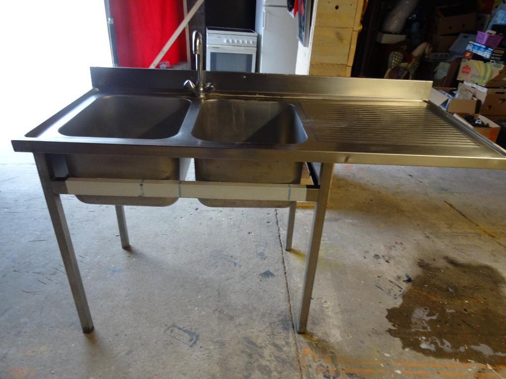 plonge 2 bacs inox, Enlèvement, Utilisé, Mobilier en inox