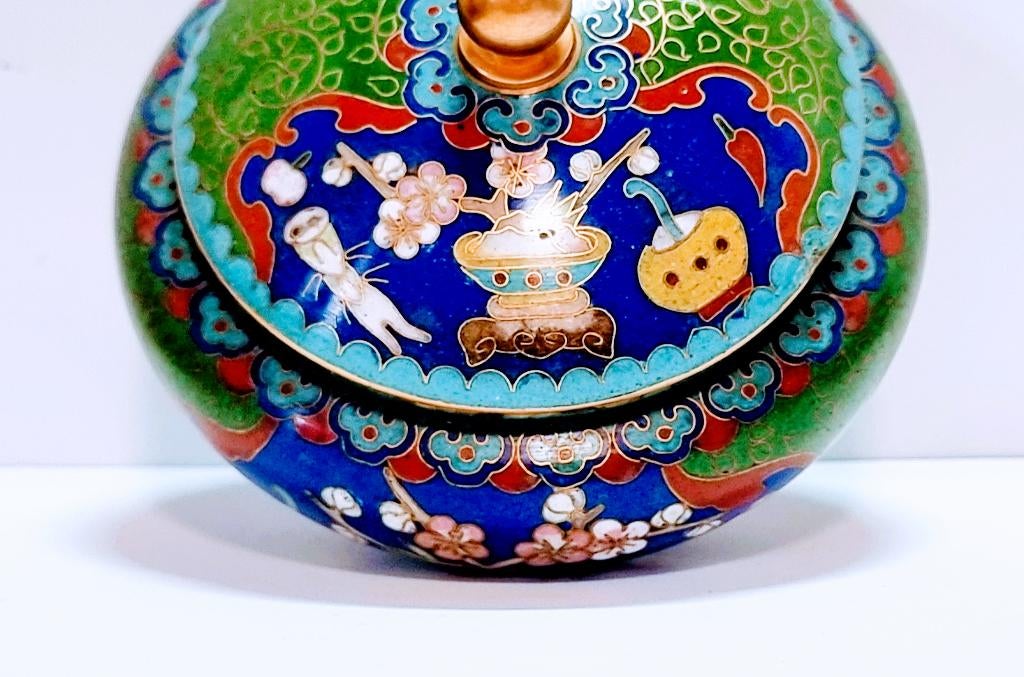 Bocal et couvercle en cloisonné., Enlèvement ou Envoi