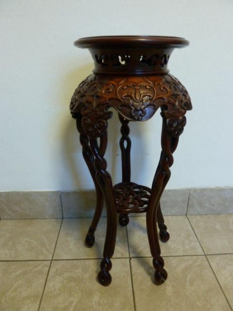 Houten (mahonie) Oosterse plantenstaander 65cm, Antiek en Kunst, Ophalen