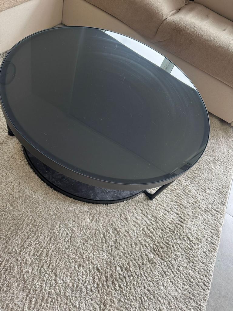 Salontafel, Huis en Inrichting, Ophalen, Gebruikt, Rond, Glas