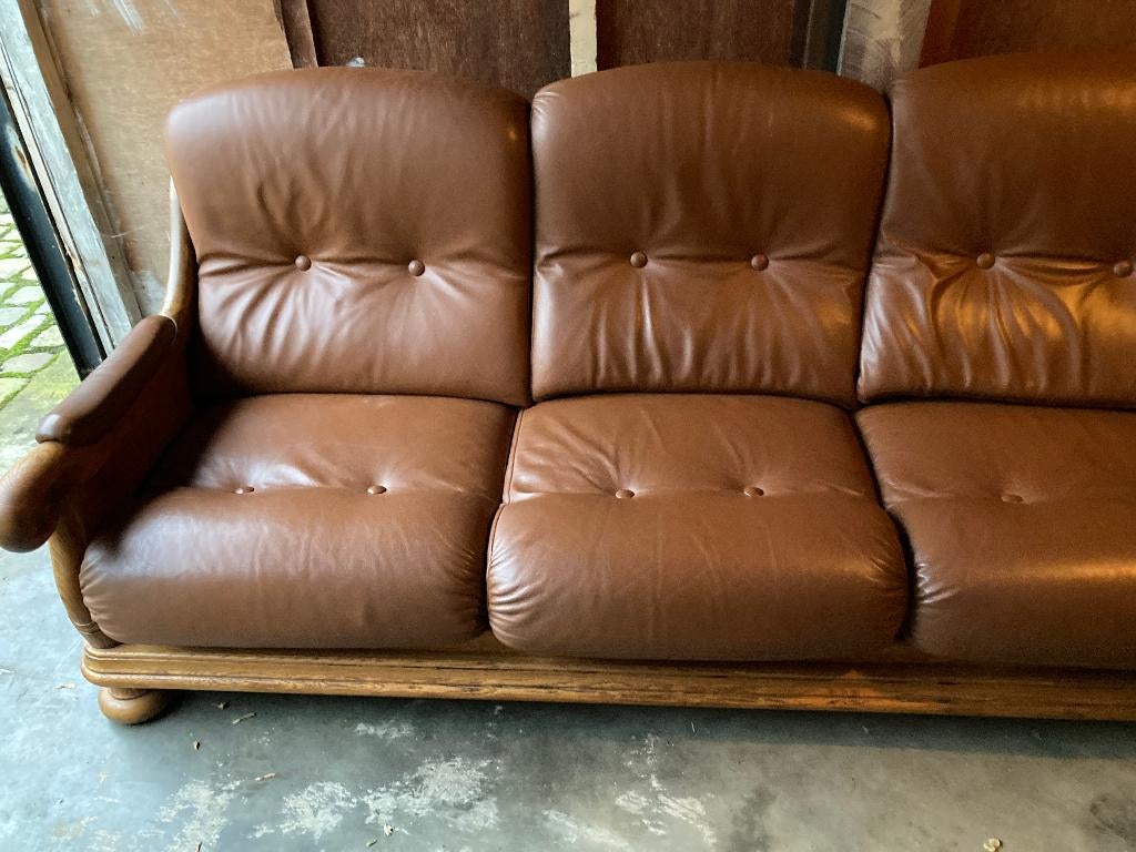 zetel 3 zit en twee 1 zit leder, Ophalen, Overige maten, Klassiek, 150 tot 200 cm