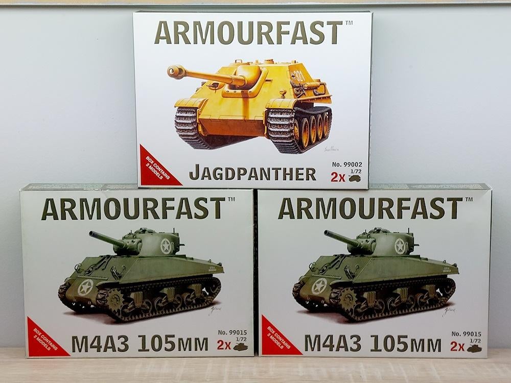 1/72 ARMOURFAST Jagdpanther - Sherman, Hobby en Vrije tijd, Modelbouw | Auto's en Voertuigen, Nieuw, Tank, 1:50 of kleiner, Overige merken