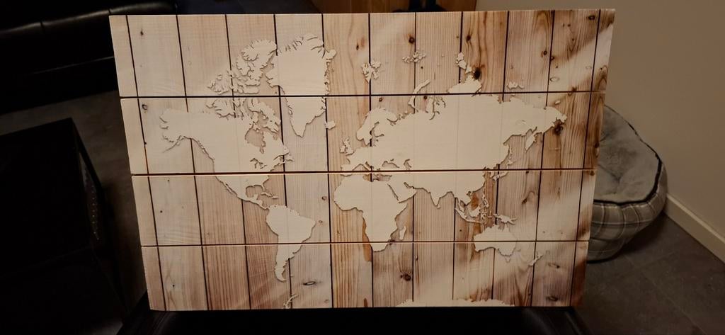 Carte du monde sur bois, Maison & Meubles, Enlèvement