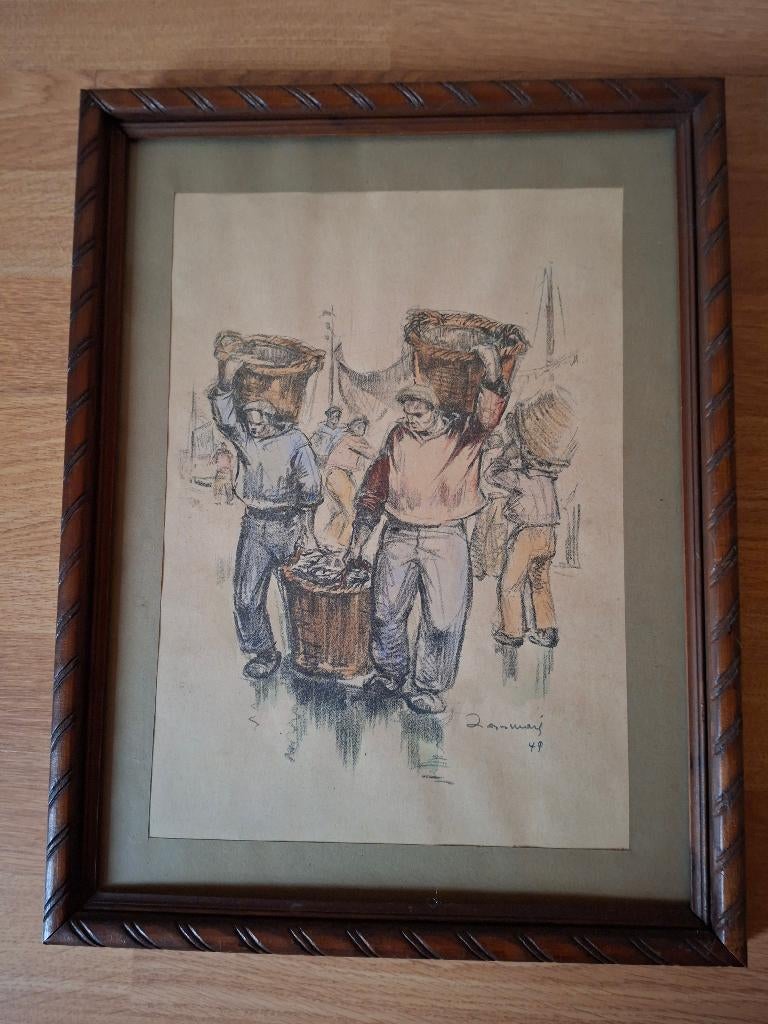 tekening visdragers, Moins de 50 cm, Comme neuf, Enlèvement, Dessin