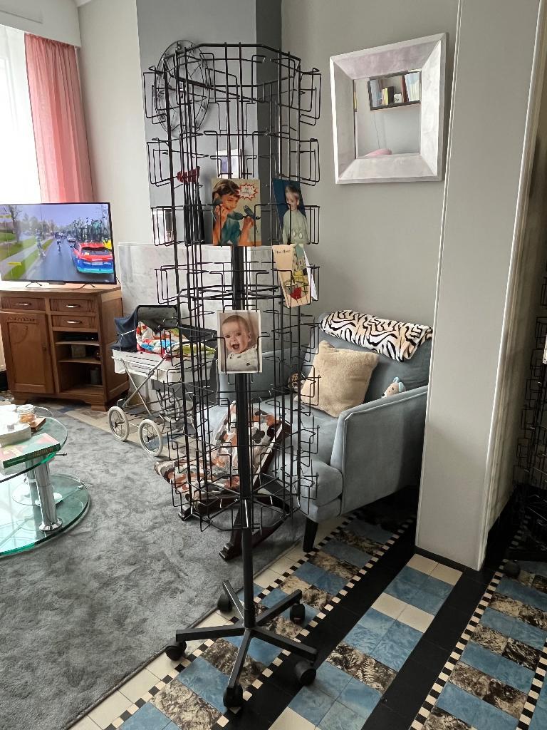 Kaartenmolen, Huis en Inrichting, Woonaccessoires | Overige, Zo goed als nieuw, Metaal, Grijs, Overige stijlen, Ophalen