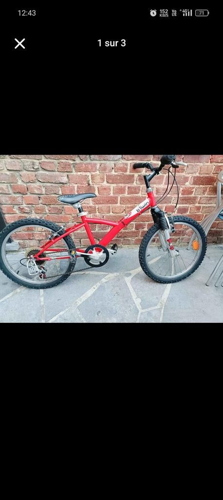 Vélo garçon 20' btwin rouge, Enlèvement