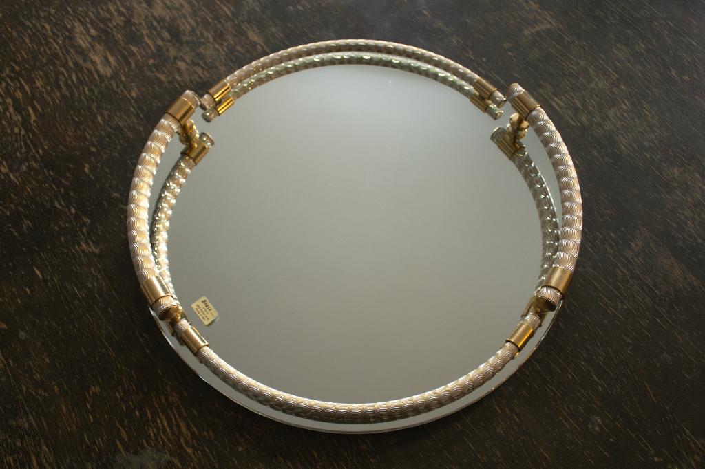 Plateau de service en laiton avec miroir de Dimart Milano, Antiquités & Art, Antiquités | Verre & Cristal, Enlèvement