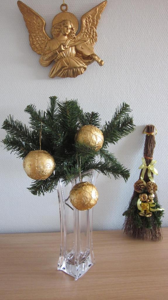 Vintage kerstversiering goudkleurig, Diversen, Kerst, Ophalen of Verzenden