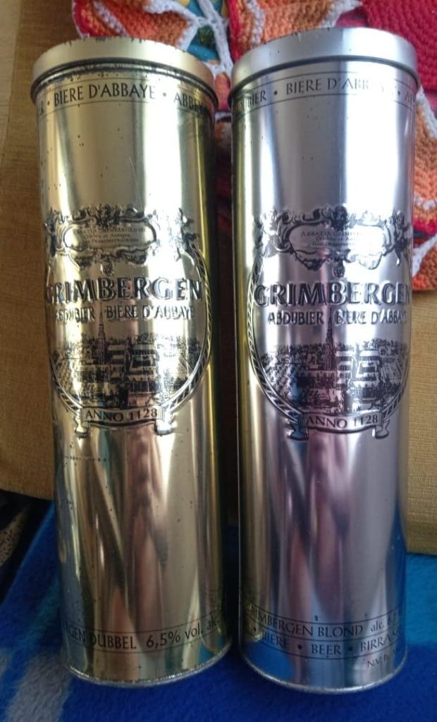2 blikken dozen grimbergen, Verzamelen, Biermerken, Ophalen of Verzenden