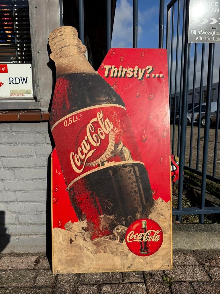 Groot oud Coca Cola reclamebord XL, Ophalen, Gebruikt, Reclamebord