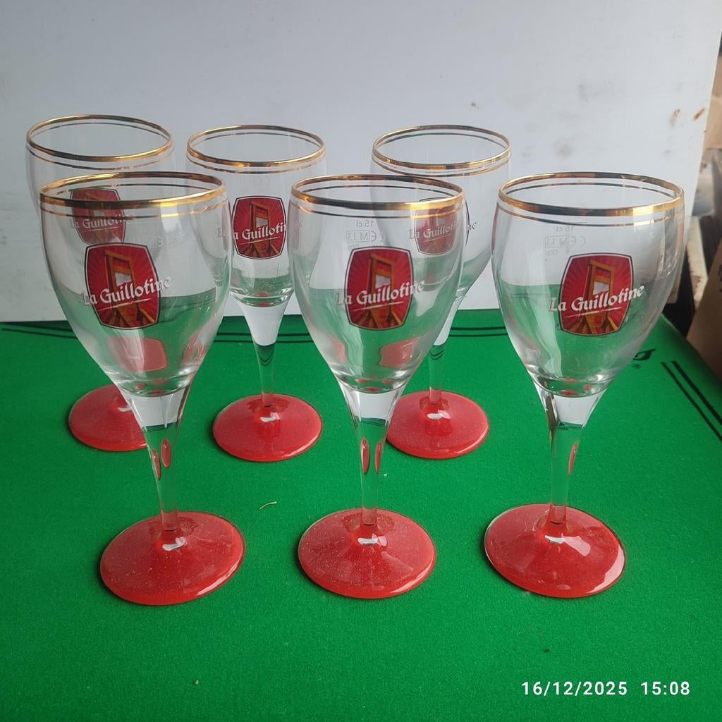 6 GALOPIN LA GUILLOTINE bierglazen., Verzamelen, Ophalen, Zo goed als nieuw, Glas of Glazen, Overige merken