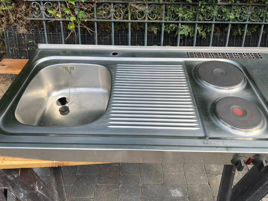 Évier à poser FRANKE+ plaque de cuisson électrique 120x60, Enlèvement ou Envoi, 100 à 150 cm, Utilisé, Belgie