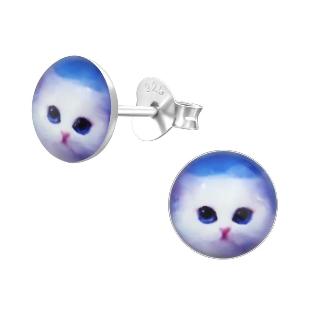 Kat oorstekers kinderen in zilver - OP=OP!, Ophalen of Verzenden, Nieuw, Zilver, Oorbellen