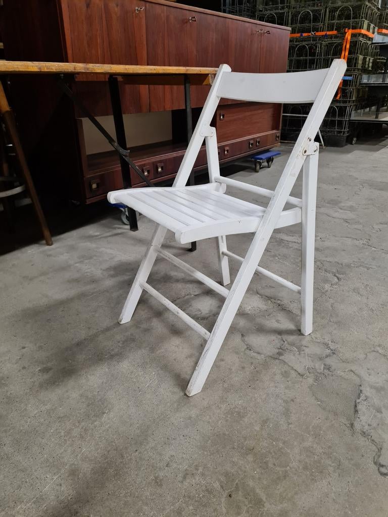grand LOT de CHAISES PLIANTES en bois blanc lot de CHAISES P, Retro / vintage, Enlèvement ou Envoi, Cinq, Six Chaises ou plus