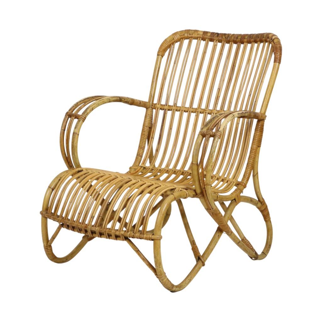 Vintage Rotan Loungestoel Fauteuil Rohé Noordwolde, Ophalen