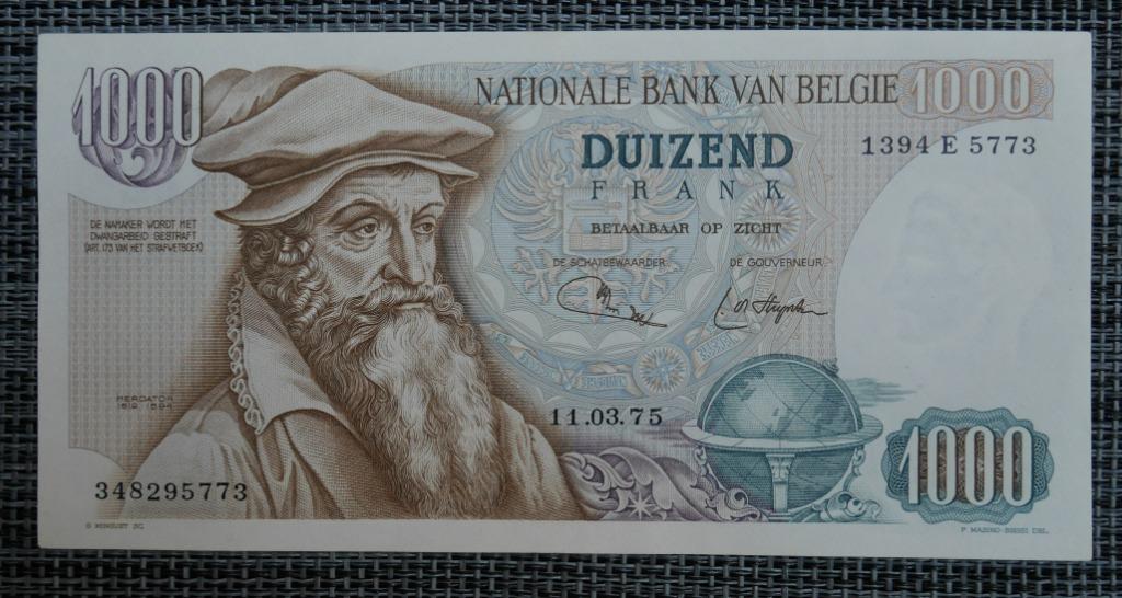 Billet 1000 Francs Belgique 11.03.75, Enlèvement ou Envoi, Belgique, Série