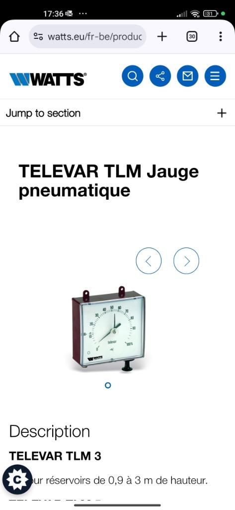 Jauge pneumatique universelle pour citerne mazout, Bricolage & Construction, Chauffage & Radiateurs, Enlèvement, Neuf