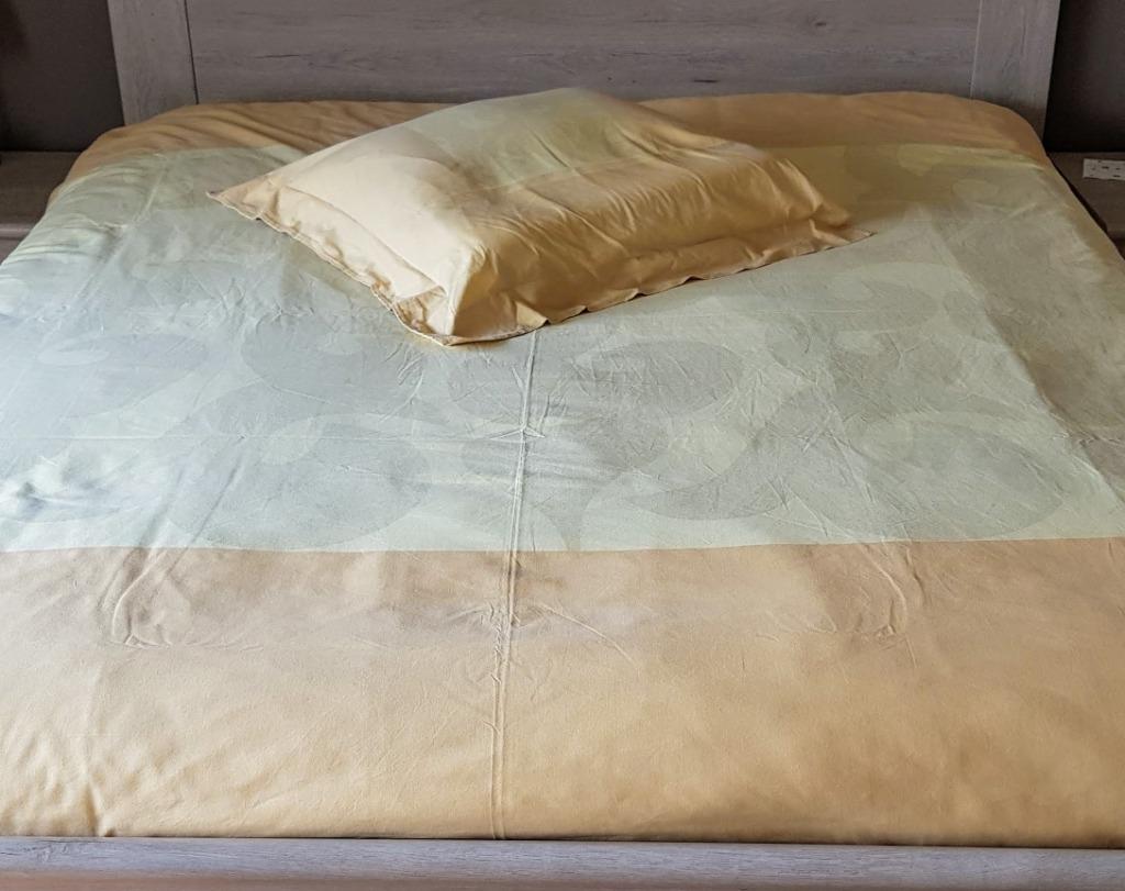 Dekbedovertrek 2pers. met 2 kussenslopen, Gebruikt, Tweepersoons, Ophalen of Verzenden, Geel