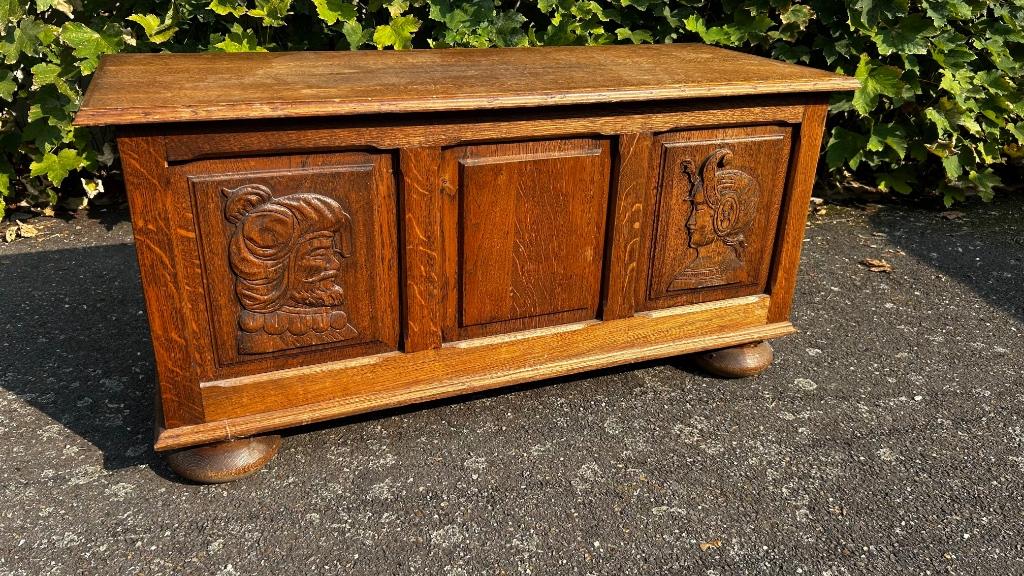 Houten koffer met Tijl & Nele gravure, Huis en Inrichting, Ophalen, Gebruikt