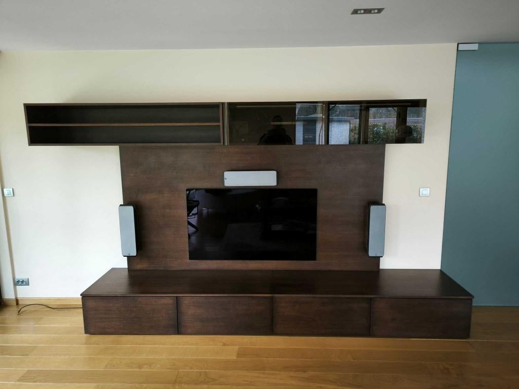 Grand meuble TV de haute qualité, 200 cm ou plus, Comme neuf, Tijdloos, Autres matériaux
