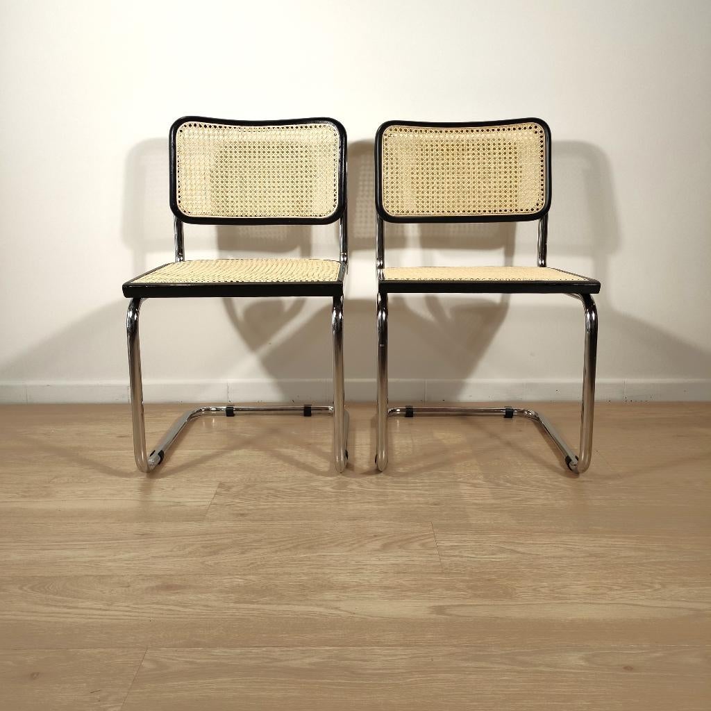 2 chaises Cesca vintage noires, Maison & Meubles, Chaises, Utilisé, Deux, Bois, Métal, Osier ou Rotin, Enlèvement