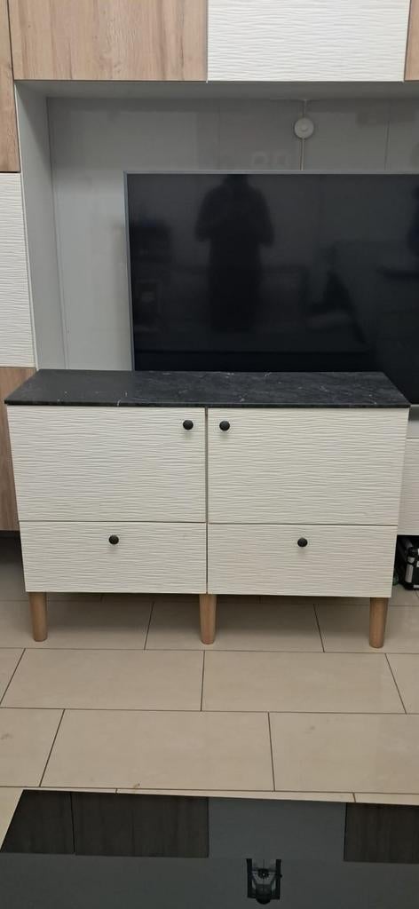 Buffet BESTA haut blanc 120x64 avec portes et tiroirs, 25 à 50 cm, Avec tablette(s), Comme neuf, 100 à 150 cm
