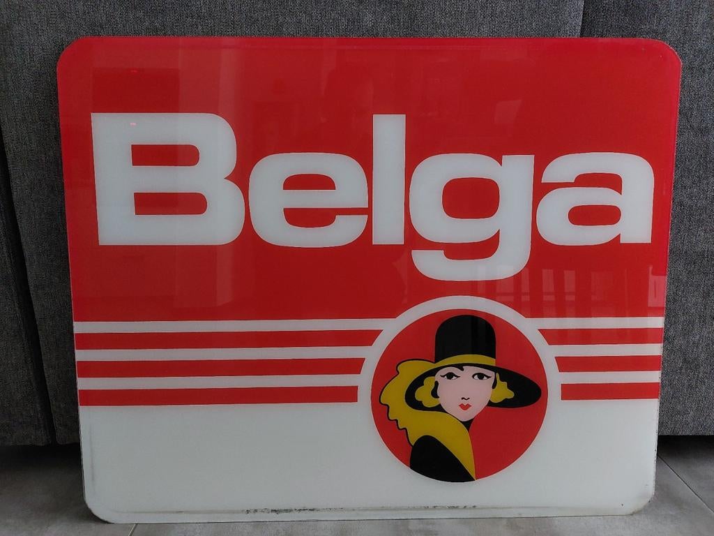 Belga reclame 79cmx64cm afkomstig uit lichtbak., Ophalen of Verzenden