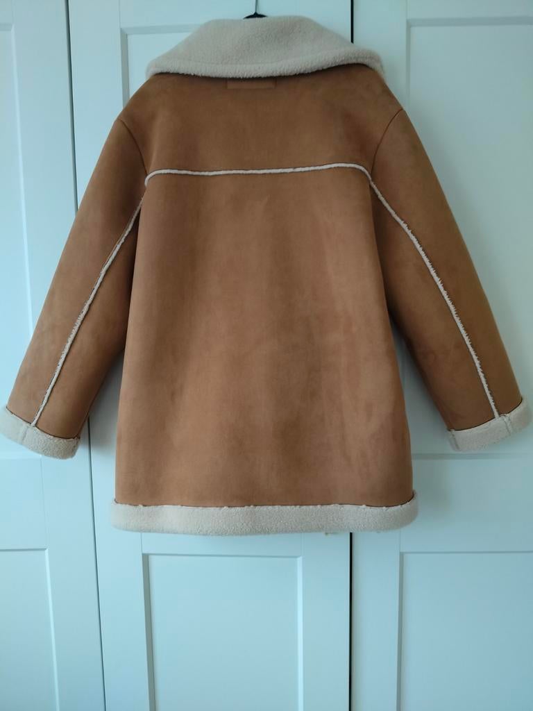 Manteau Zara camel effet peau lainée – taille M, Enlèvement