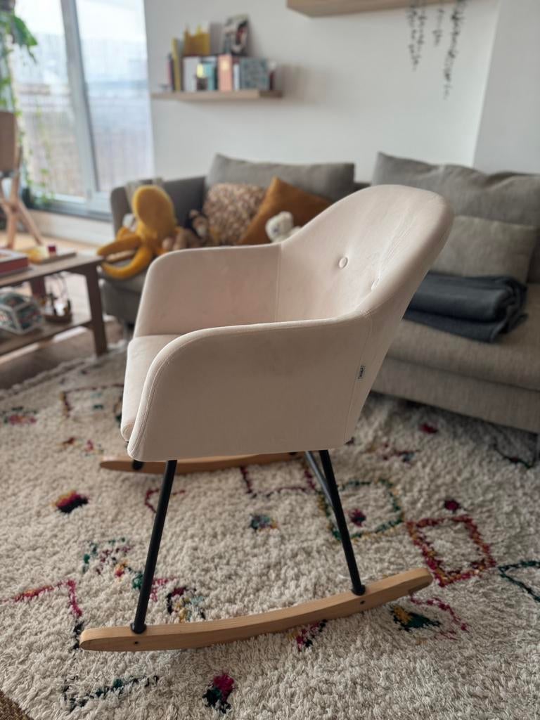 WOLTU Schommelstoel van velour, relaxstoel, crèmekleurig,, Kinderen en Baby's, Ophalen, Zo goed als nieuw