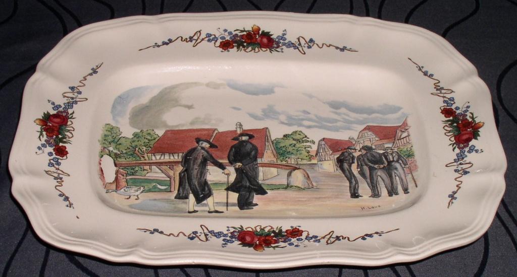 Oude antieke porceleinen schaal Obernai Sarreguemines, Antiek en Kunst, Ophalen of Verzenden